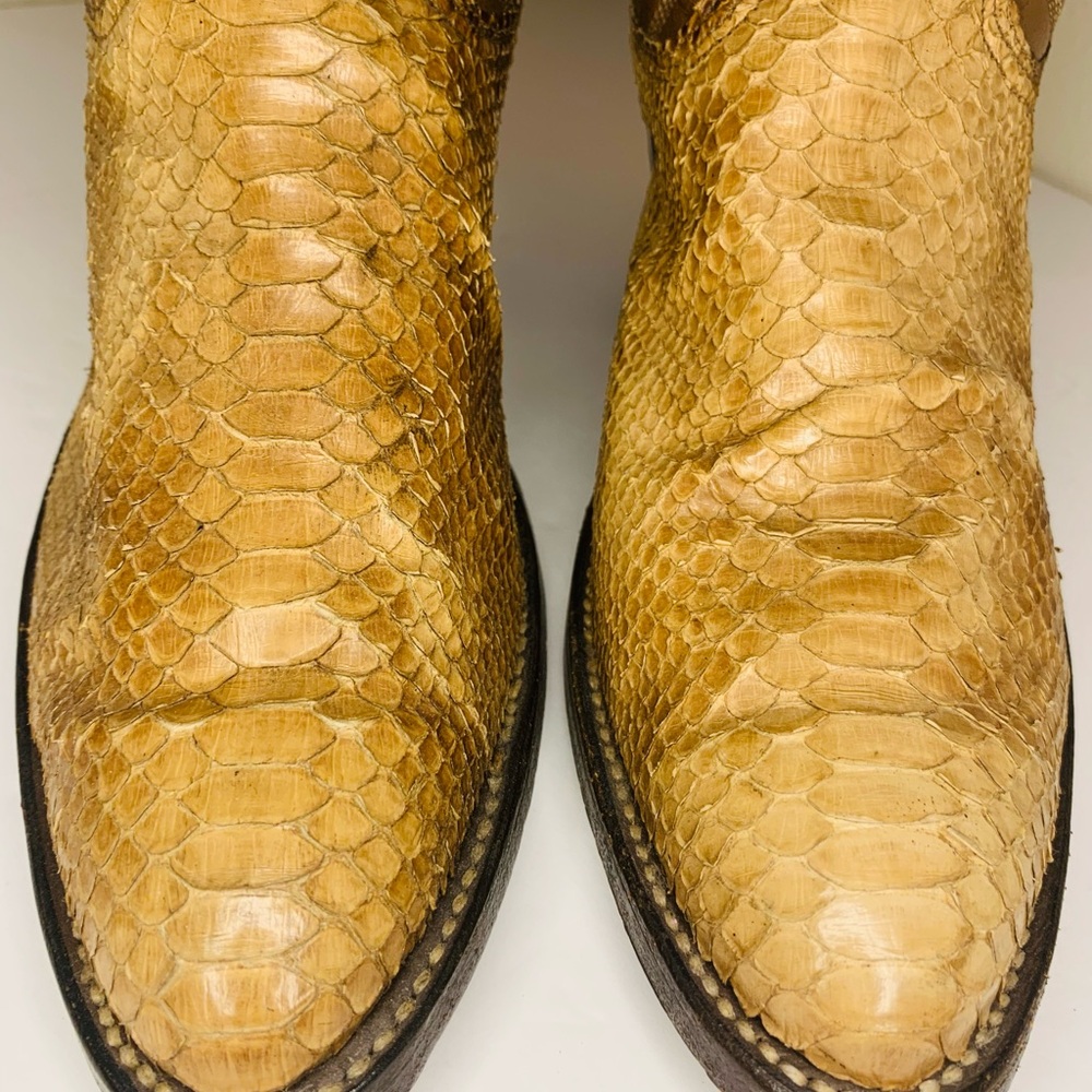 Vintage Nocona Brown and Tan Genuine Snakeskin Ladies Cowboy Boots SZ 7M! - Picture 7 of 11